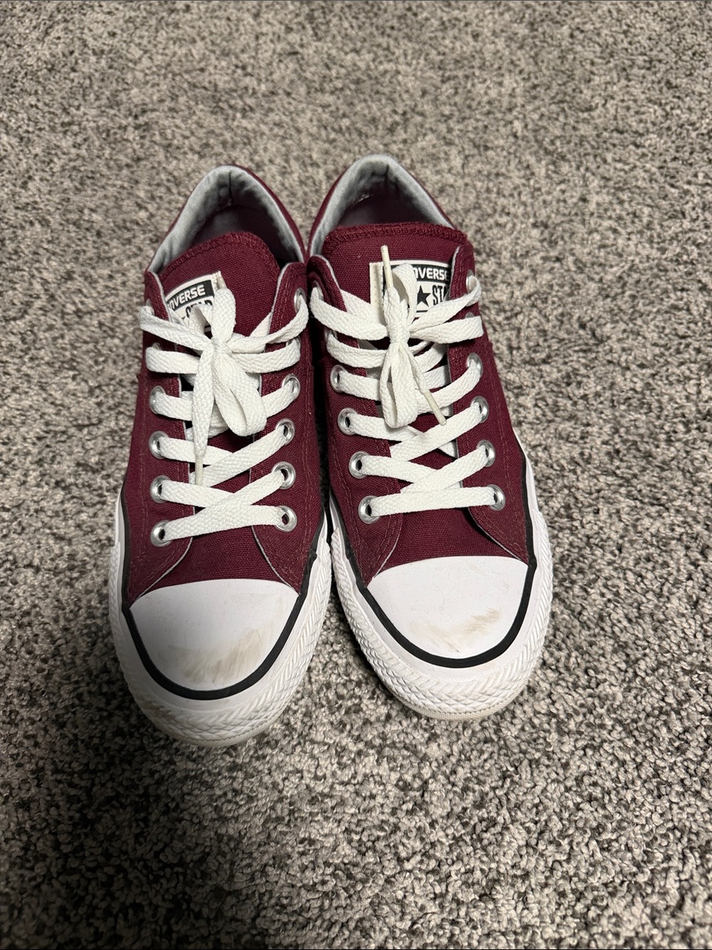 Converse Low Top Sneakers - Burgundy and White